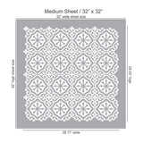 Bohemian Tile Wall Stencil Medium Sheet 32x32