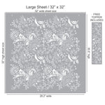Floral Batik Wall Stencil Large Sheet 32x32, Free Topper Included