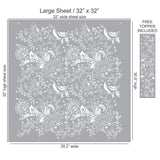 Floral Batik Wall Stencil Large Sheet 32x32, Free Topper Included