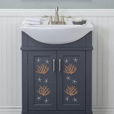 Coral Stencil Painted on Vanity