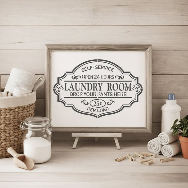 Laundry Room Stencil framed artwork