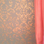 Victorian Baroque Wall Stencil Living Room Closeup Blue