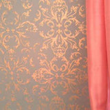 Victorian Baroque Wall Stencil Living Room Closeup Blue