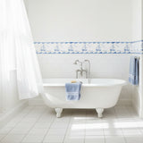 Sail Away Border Stencil painted onto a bright and sunny bathroom