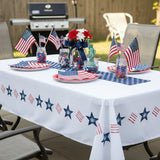 Stars and Stripes Border Stencil painted onto a white table cloth at a BBQ