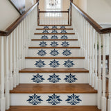 Finial Border Stencil stenciled onto stair risers.
