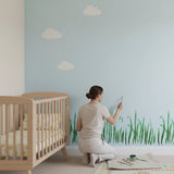 Grass Stencil painted along the bottom of a nursery wall