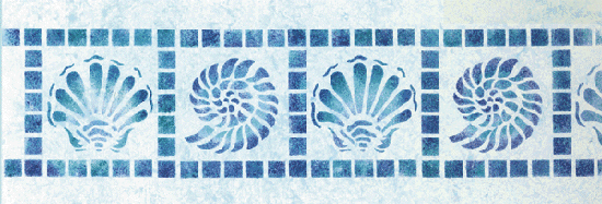 Shell Tiles Border and Long Format Stencils