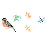 Bird, Dragonfly, Frog, Butterfly Stencil