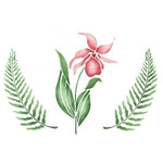 Lady's Slipper and Fern Stencil